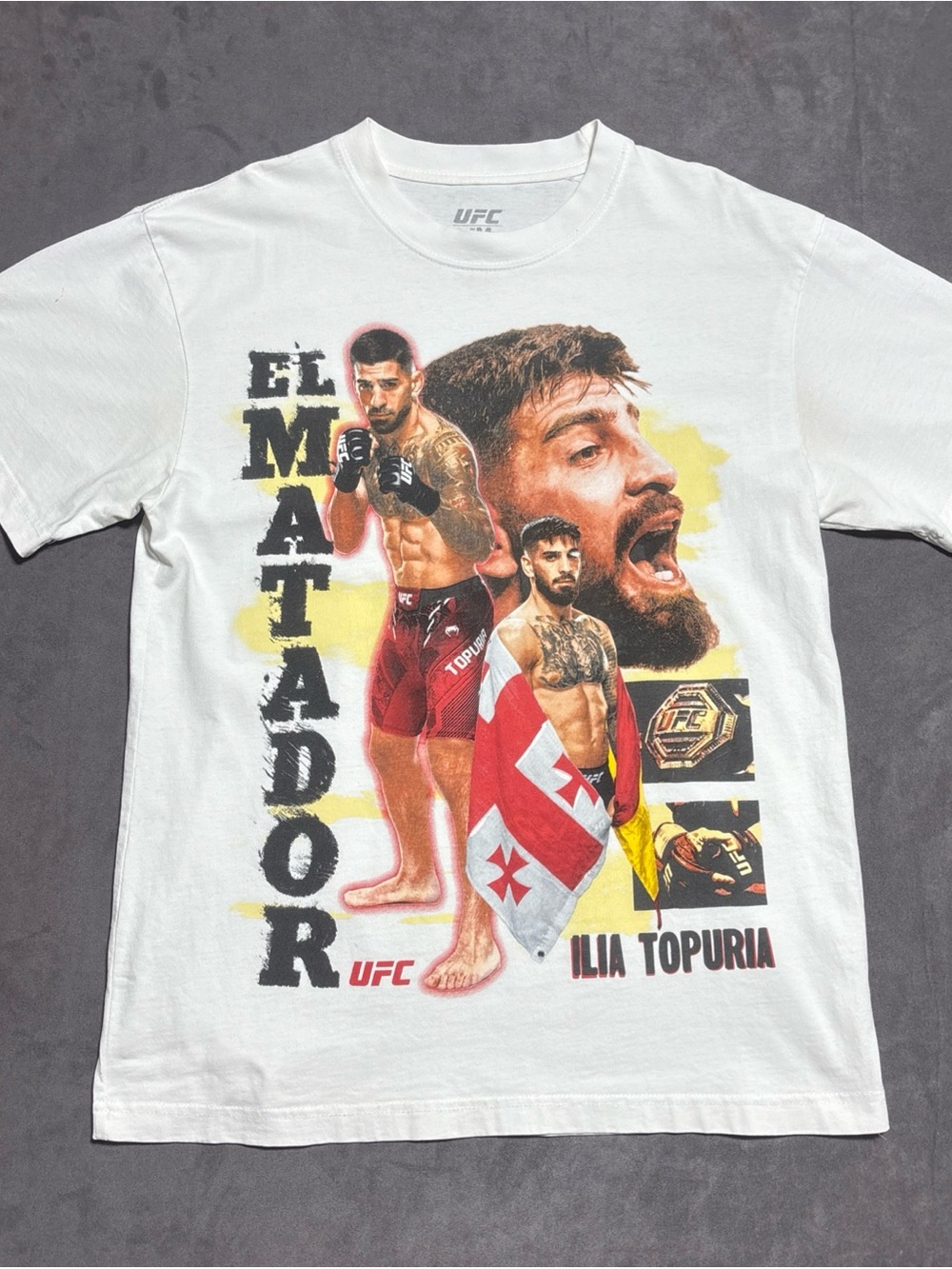UFC White Ilia Topuria Graphic Short Sleeve Tee